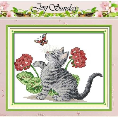 Cat and Butterfly counted Cross Stitch 11CT 14CT Cross Stitch Sets wholesale Chinese Cross-stitch Kits Embroidery Needlework