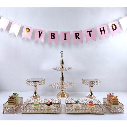 High-quality Cake Stand Set white Crystal Metal Cupcake decorations Dessert Pedestal Party Display Table Decorations 2020