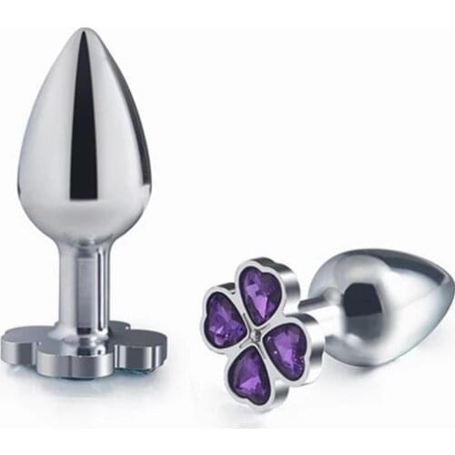 New small size four leaf clover Metal Anal butt plug 12 jewelry color beads kegel ball silicone eggs Sex toy for men women