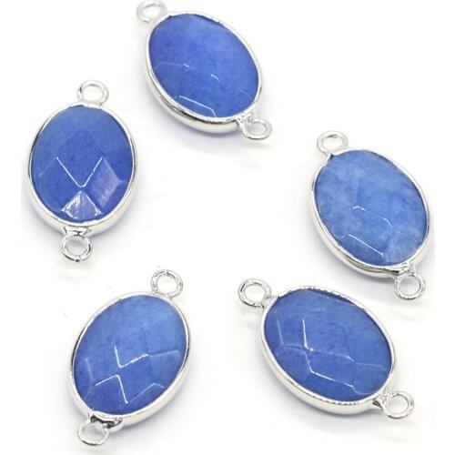 Charm Blue Aventurine 100% Natural Pendant Connector Charms for Jewelry Making DIY Necklace Earrings Accessories 14x27mm Gifts