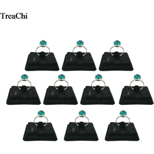 Wholesale 10 Pcs Mini Velvet Square Jewelry Display Sheet Black Ring Jewelry Organizer Storage Display Stand 4*4 CM