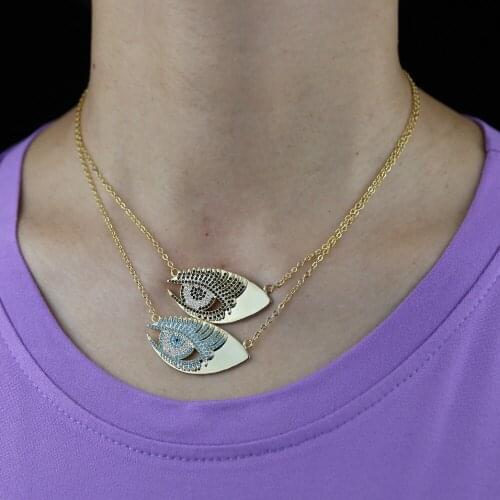 Evil Eye Necklace Gold Color 2021 New Micro Pave CZ 3D Eye Women Choker