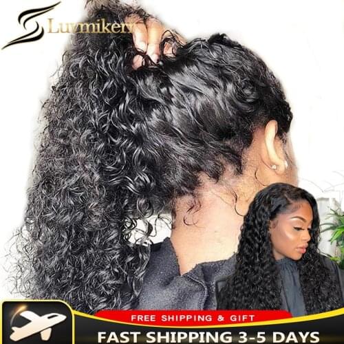 Water Wave 360 Lace Frontal Wig Pre Plucked Bleached Knots Full Human Hair Lace Front Wigs Black Women Curly Deep Brazilian Wigs