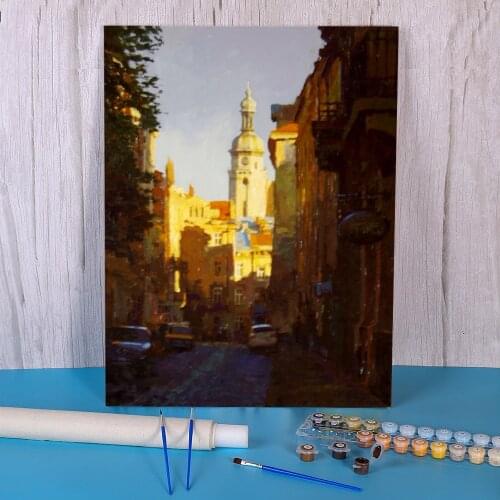 Landscape Lviv DIY Painting By Numbers Set Acrylic Paints 40*50 Painting On Canvas Wall Paintings Crafts For Handiwork