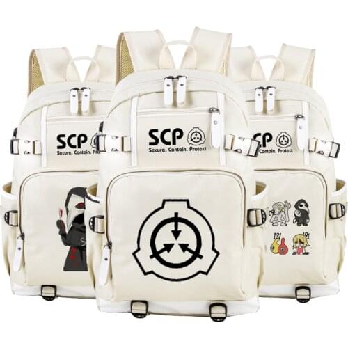 SCP Secure Contain Protect Beige Backpack Knapsack With USB Port Book Bag Travel School Bag Rucksack Boy Girls Laptop Bag Cos