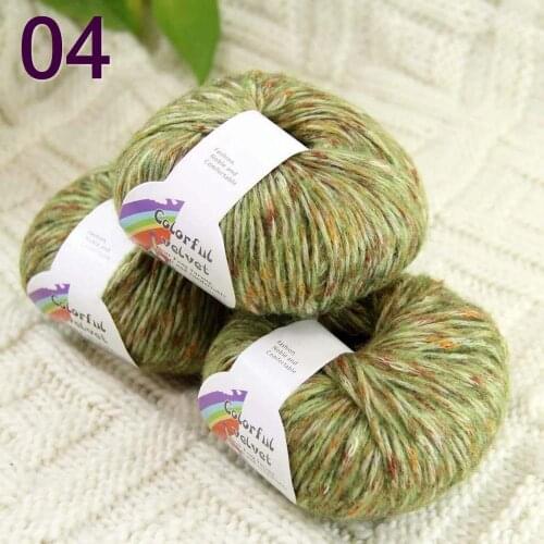 Sale of colorful wool 3ballsX50g thread camel hair color broken coat line mohair wool needlework 824-04 Colorful Kiwi