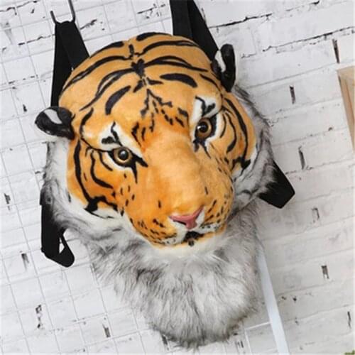 Lifelike Tiger Lion Plush Toys Soft Backpack Wild Animals Simulation White Tiger Doll Children Kids Birthday Gifts Creative Bag