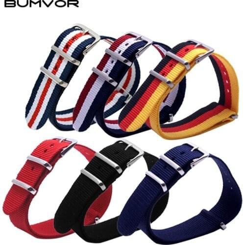 BUMVOR Code0-26 HOT 1PCS 22mm Watchband Wholesale Watches Men Nylon Nato Strap 22mm WatchBand Waterproof Watch Strap