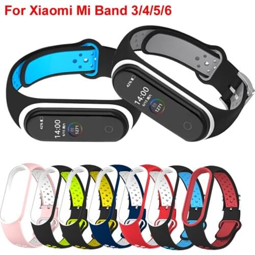 Smart Bracelet Accessories Two Color TPU Strap For Xiaomi Mi Band 3 4 5 6 Sport Watch Strap For MI Band5 6 Replacement Wristband