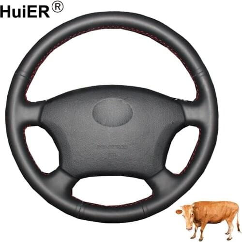 Hand Sewing Car Steering Wheel Cover Top Cow Leather For Toyota Land Cruiser Prado 120 2004 - 2009 Land Cruiser 1995-2007 Tacoma