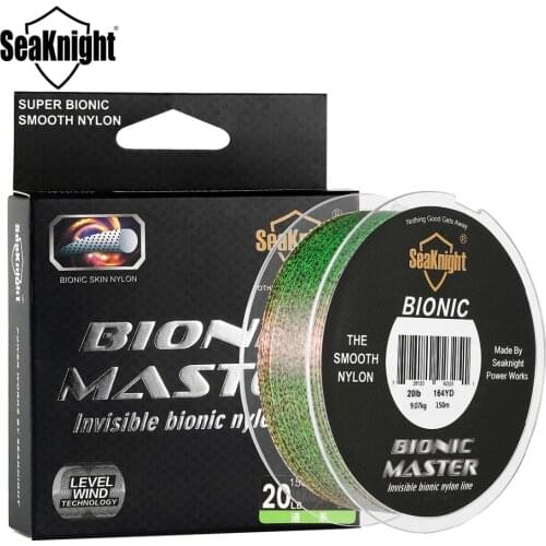 19 SeaKnight BIONIC MASTER 150M 164Yds Nylon Line 0.104-0.405mm 2-25LB Green Gray Color Monofilament Speckle Carp Fishing Tackle