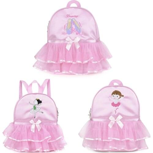 1 PC Children Cute Pink Ballet Dance Backpack Lace Dress Dancing Girls Lovely Double Shoulder Bag Kids Primary School Backpack