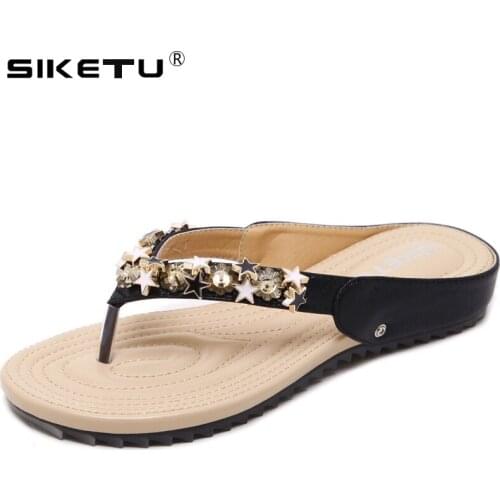SIKETU 2021 New Crystal Women Sandals Summer Shoes Woman Slippers Fashion Flip Flops Shoes Beach Sandals Plus Size 35-42 WSH2414