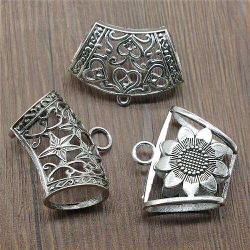 2pcs Antique Connector Scarf Bail Beads Pendants For Wrap Scarf Charms Bail Beads For Wrap Scarf Charms Connector