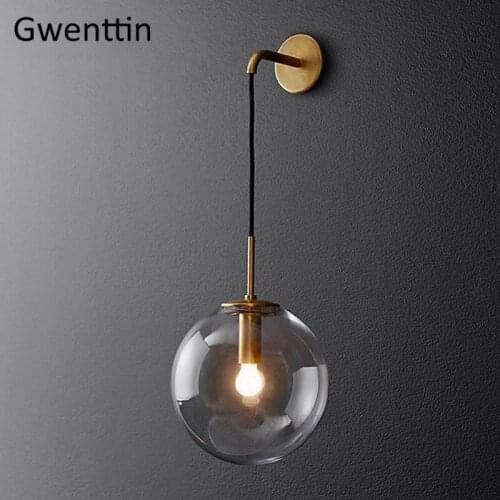 Modern Glass Ball Wall Lamp Gold Walll Lights for Living Room Bedroom Gold Sconce Led Mirror Light Fixture Home Industrial Decor