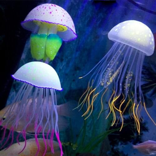 Glowing Effect Artificial Swim Jellyfish Aquarium Decoration Fish Tank Underwater Live Plant Luminous Ornament Decor