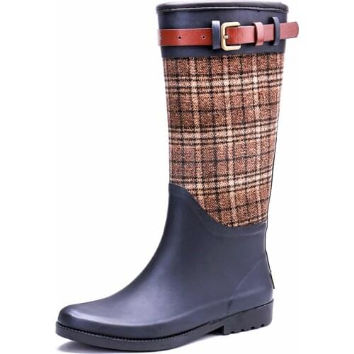 TONGPU Womens Long Wellies Rubber Rain Boots 242-543
