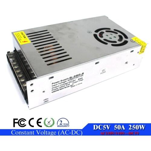 Universal Single Output Switching power supply DC5V 50A 250W Driver Transformers for LED display light CNC Machine DIY LED CCTV