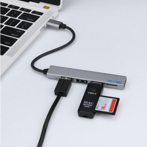 USB Hub High Quality Hub Mini Type-C to 3Port USB HUB Laptop OTG Adapter With TF Card Reader Aluminum Magnesium Alloy Card