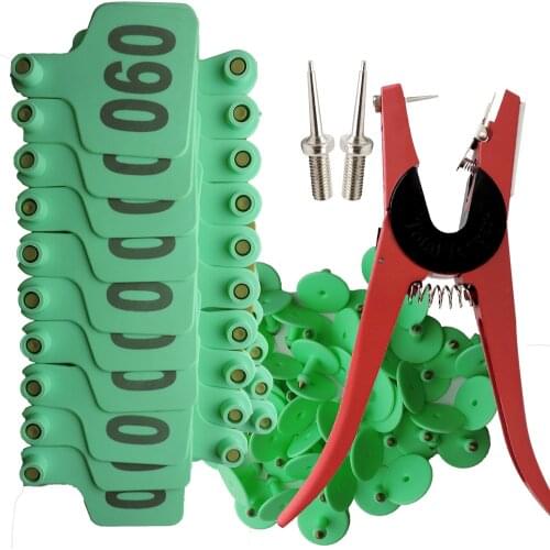 Pig Ear Tags with Number 001-100 Ear Tag Pliers Livestock Signage Marker Applicator for Swine Sow Hog Identification Kits