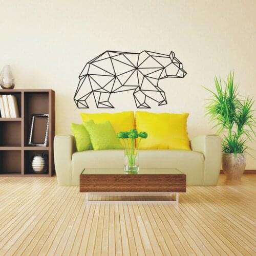 55x108cm Geometric Animals Vinyl Bear Wall Sticker Vinyl Wall Art Decal Home Decor DIY Personality Living Room Mural A-150