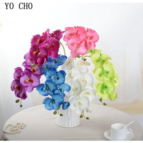 YO CHO 1Pc Fashion Butterfly Orchid Artificial Flowers Flower Head Party Home Decor Wedding Decoration Accessories Fake Flower