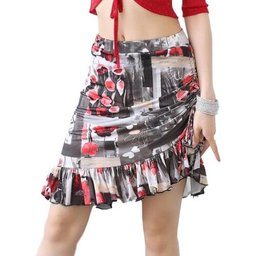 2019 New Women Bellydance Clothes Flounced Skirts Class Wear Spandex Wrapped Belly Dance Tie-dyed Short Skirts
