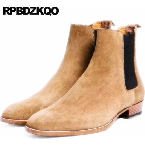 Genuine Leather Suede Mens Winter Boots Warm Shoes Ankle 2018 Italian Slip On Booties Autumn Fashion Chelsea European Fur Fall