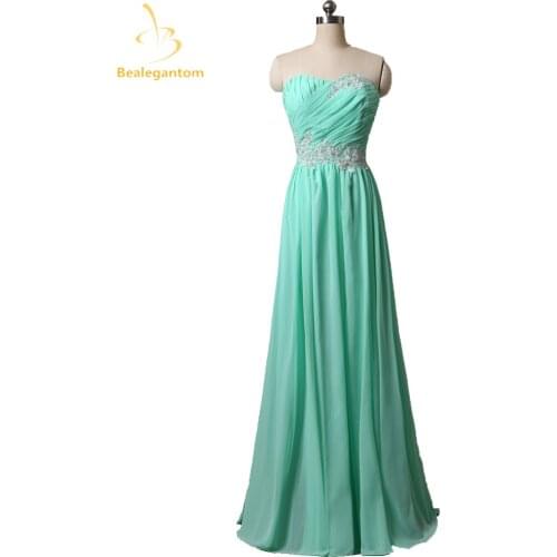 Bealegantom Sexy Long Chiffon Evening Dresses 2019 With Beaded Appliques Stock Formal Prom Party Gown Vestido Longo QA1117