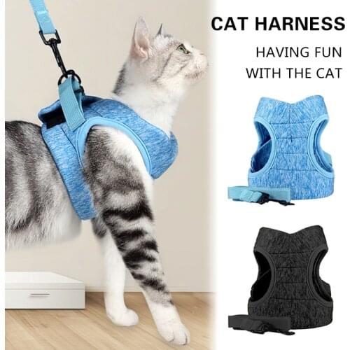 Escape Proof Cat Vest Harness And Leash Set Soft Light Breathable Adjustable Walking Harnesses Leads For Small Medium Dog Cats