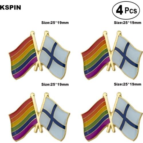Rainbow & Finland Friendship Flag Pin Lapel Pin Badge Brooch Icons 4pcs