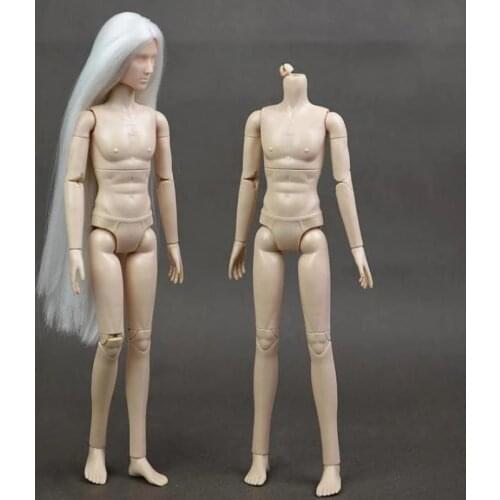 1/6 Nude Male Doll 20 Joint Flexible Body BJD Boy Prince Long White Black Hair Boyfriend DIY 31cm Doll