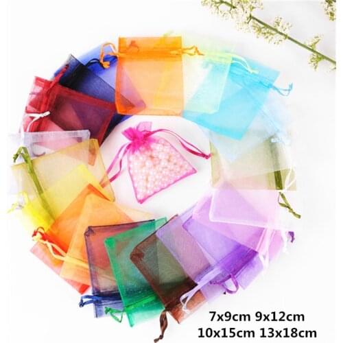 10pcs 7x9 9x12 10x15 13x18cm Organza Bags Wedding Pouches Jewelry Packaging Bags For Birthday Decoration Party Supplies Gift Bag
