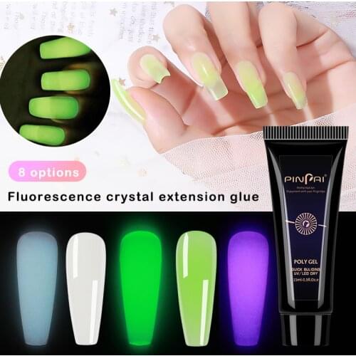 15ml Party Club Luminous Poly Nail Gel UV LED Builder Poly Acrylic Gel for Fluorescent Nail Art Tip Extension Vernish Polish Gel