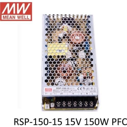 15V 10A 150W PFC function Original MEAN WELL Switching Power Supply RSP-150-15 Meanwell 85-264VAC to 15V DC power supply UL CE