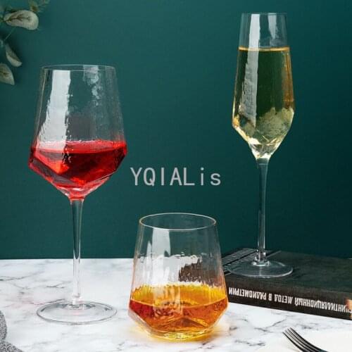 280-500mll Nordic Retro Hammer Wine Glass Golden Mouth Goblet Creative Japan Champagne Diamond Whiskey Cup Bar Family Tumbler