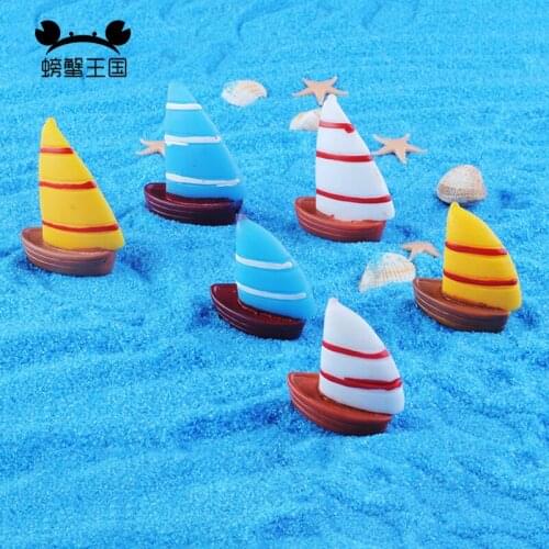 3pcs Props Home Sailing Boat Model Children Mediterranean Style Toys Nautical Decor Resin Furnishing Gift Mini Office Retro