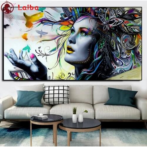 Diamond embroidery Abstract art, painted woman full square round drill diamond painting 5d diy diamond mosaic home decoration