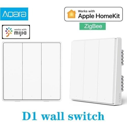 Aqara Smart Wall Switch D1 Zigbee Wireless Remote Control Key Light Switch Neutral Fire Wire Triple button For Xiaomi smart home