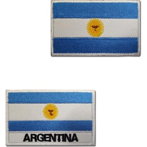 Argentina Flag Patch Embroidery Velcro Patches World Flag Badge Tactical Chapter Custom Clothing Bag Hat Backpack Accessories
