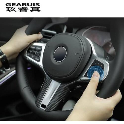 Car Styling Carbon fiber Steering Wheel Covers Stickers for BMW 3 series G20 G28 lnterior Auto Accessories For M Sports version