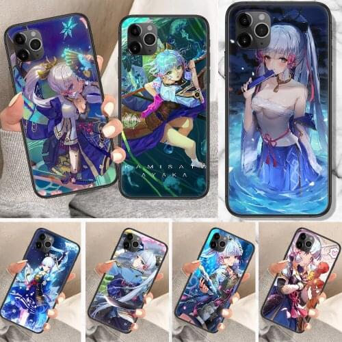 Genshin Impact Kamisato Ayaka Phone Case For iphone 5 5S SE 2 6 6S 7 8 11 12 Mini Plus X XS XR Pro Max black pretty funda