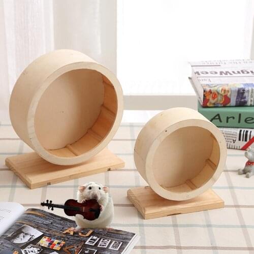 Wooden Exercise Wheel Mute Hamster Running Wheel, Eco-Friendly Pet Toy Wheel Hamster Mice Gerbil Small Animals