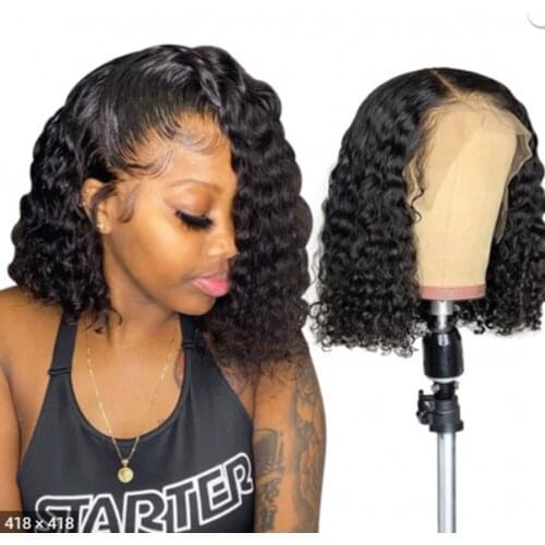 Desgirl 8-16 Inch 4x4 Lace Closure Human Hair Wigs for Black Women Remy Deep Wave Short Bob Wig Brazilian 13x4 Lace Frontal Wig