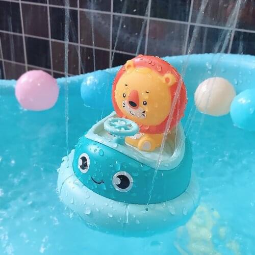 Baby Bath Toys Spray Water Shower Swim Pool Bathing Toys For Kids Spinning Boat With Toy Lions Bathtub Toys For Toddlers Kids
