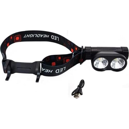 USB Rechargeable Double Headlamp ABS Magnetic Head-Mounted Lamp for Outdoor Camping Sports Head Light