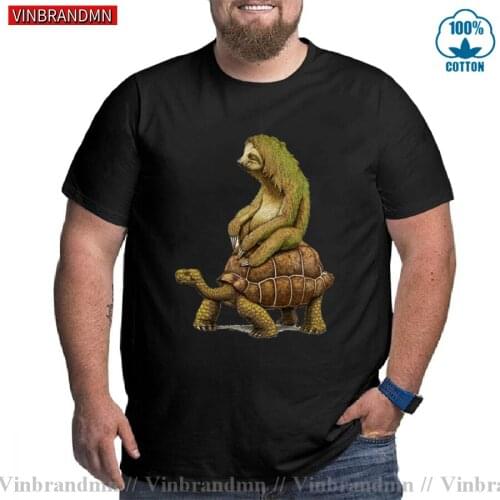 Turtle Sloth t shirts for men big size 100% Cotton T-Shirt short Sleeves Most popular High Quality Loose Comfortable Summer Tops