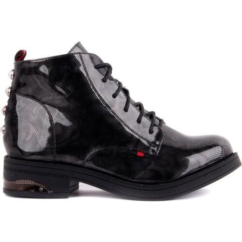 Guja-Gray Patent Leather Zipper Women Boots