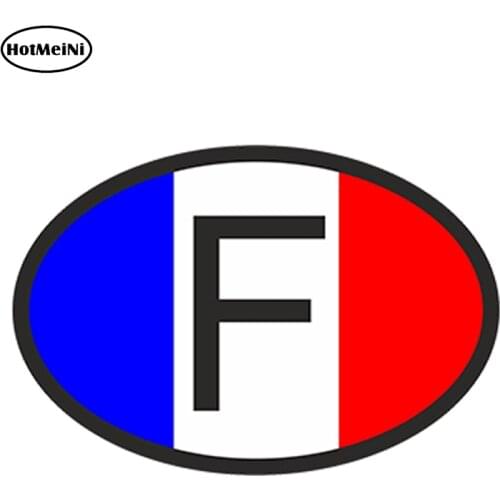 HotMeiNi 13cm x 9.1cm Car Styling F France Country Code Oval With French Flag Car Sticker Helmet Decal Waterproof Accessories
