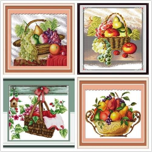Joy sunday Fruit basket Cross Stitch Kits Printed Patterns Canvas Embroidery Needlework Set DIY Cross-stitch DIY Home decoration